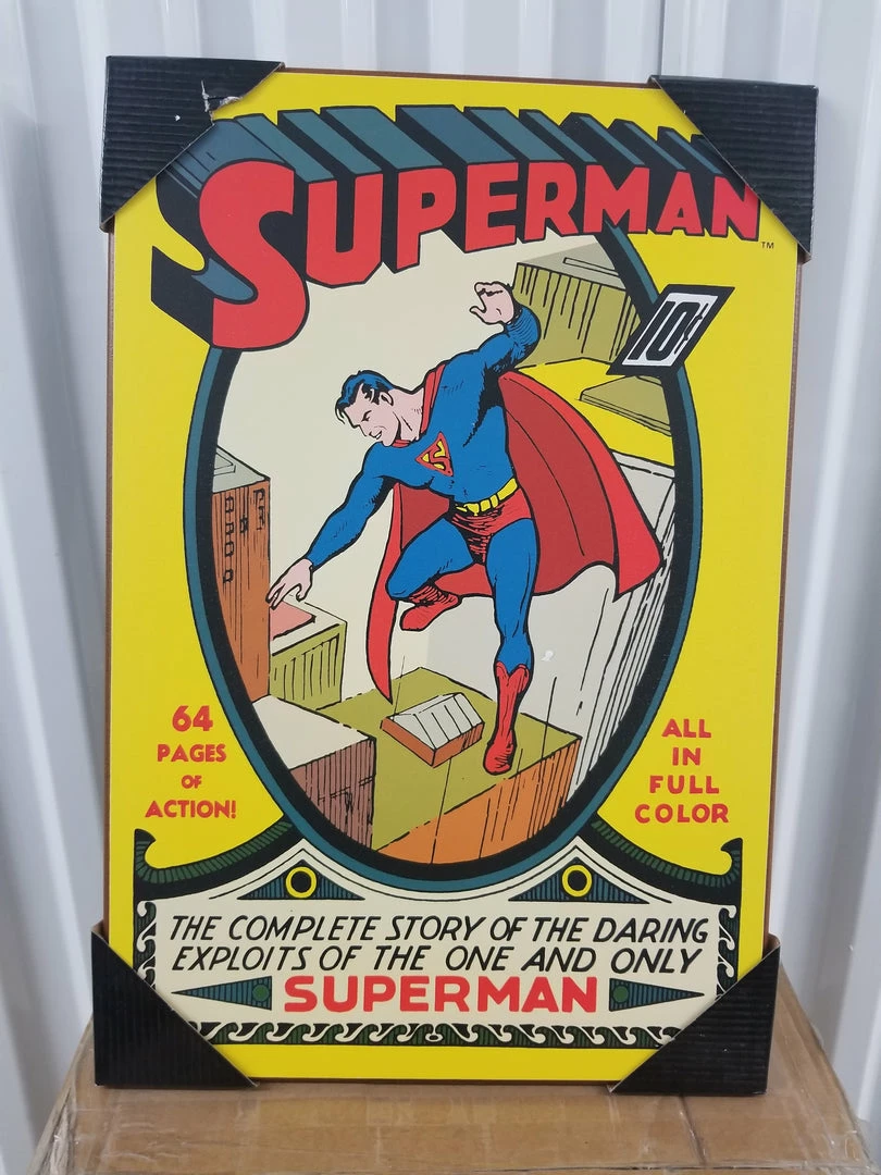 Superman DC Comics Complete Story & Exploits Wood Wall Art Plaque Silver Buffalo