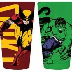 Wolverine & Hulk Marvel 16 Oz Pint Glass Set